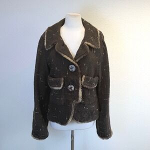 An Ren New York Art To Wear Fuzzy Blazer Womens Medium Artsy Boho Faux Fur
